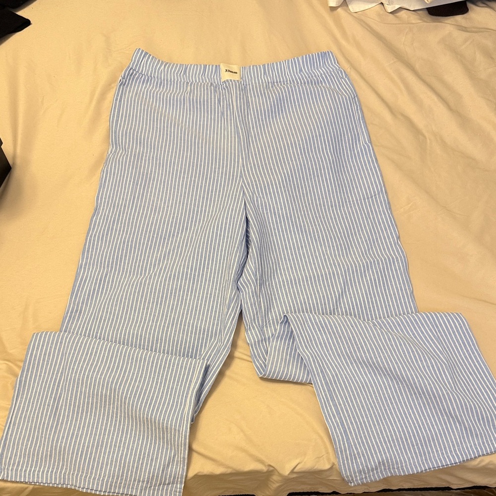 Women's Blue Striped Casual Pants